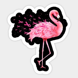 Cute Flamingo Pink Ribbon Breast Cancer Awareness Sticker